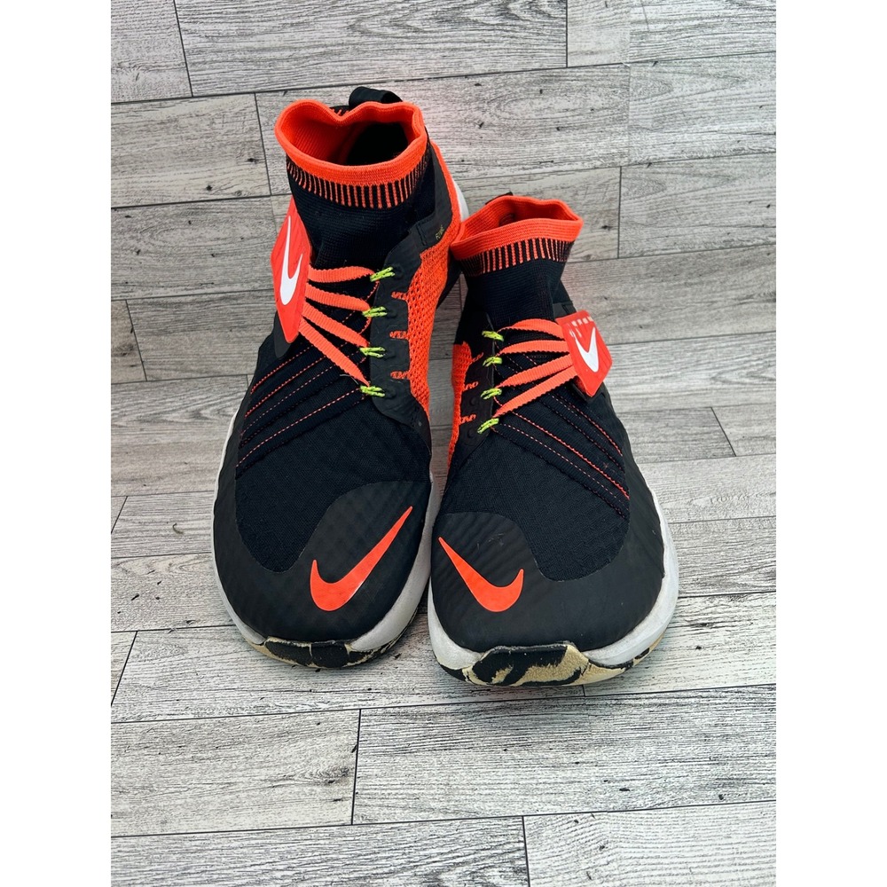 Nike Train Ultrafast Flyknit Mens 10 Black Bright Orange Mango Shoes 843692-002